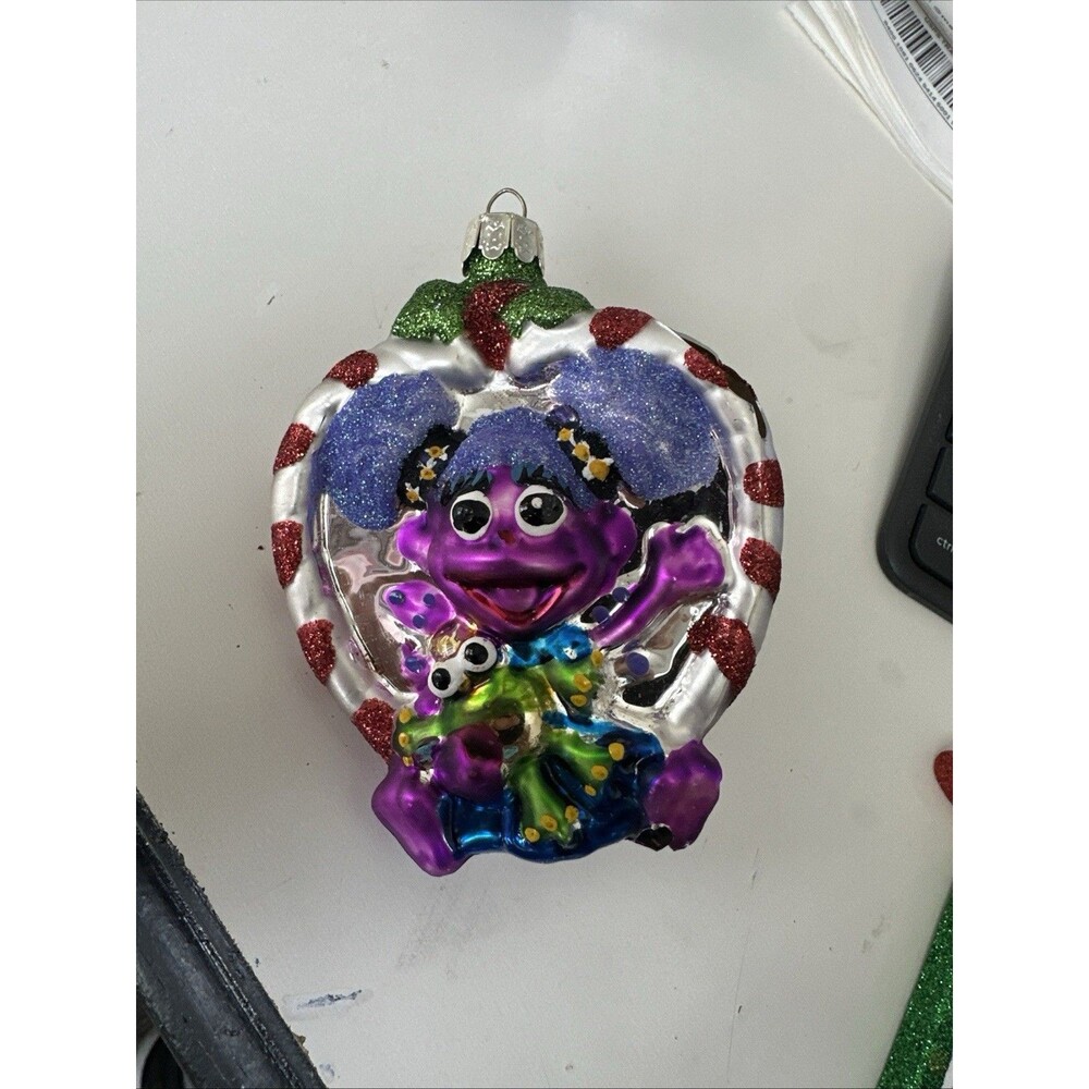 Kurt Adler Blown Glass  Christmas Ornament Sesame Street Abby W/ Frog from Elmo